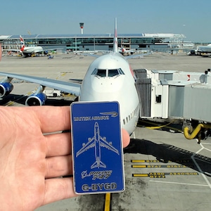 British Airways Boeing 747 G-BYGD Plane Skin Luggage Tag Keychain Keyring | Aviation Gift | Concorde Airbus Collectible for Pilot Cabin BA