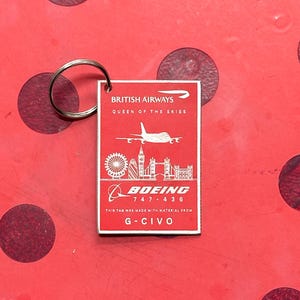 British Airways Boeing 747 G-CIVO Tail Cut Luggage Tag Keychain Keyring concorde Collectible Airbus memorabilia Pilot gift engraved
