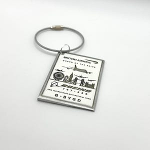 British Airways Iconic Boeing 747 G-BYGD Fuselage Cut Luggage Tag Keychain Keyring  Collectible Airbus Concorde Pilot gift cabin crew BOAC