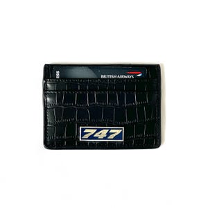 The Boeing 747 Fuselage Card Holder British Airways Upcycled Money Credit Card Gift Genuine Leather Croc Effect Pilot Traveller Pilot Crew A