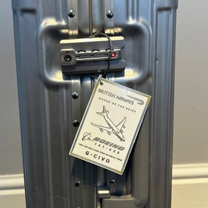 British Airways Boeing 747 G-CIVO Fuselage Cut Luggage Tag Keychain Keyring Plaque  Collectible Airbus memorabilia Pilot gift engraved