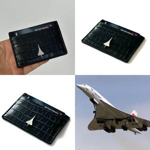 The Concorde Fuselage Card Holder British Airways Upcycled Money Credit Card Gift Genuine Leather Croc Effect Pilot Traveller Pilot Crew A
