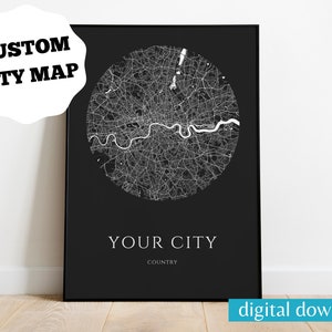 Digital Download Custom City Map print | City Map Download | Digital Download Gifts | Personalized Map | Digital Maps | Wall Art