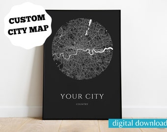 Digital Download Custom City Map print | City Map Download | Digital Download Gifts | Personalized Map | Digital Maps | Wall Art