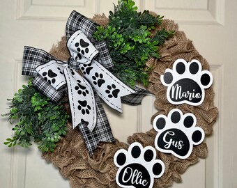 Paw print wreath Dog mom gift house warming wreath gift pawprint gift Mother’s Day  gift