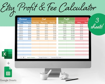 Etsy Profit Spreadsheet Fee & Profit Calculator Excel Google Sheet Pricing Small Business Template Instant Download US Version