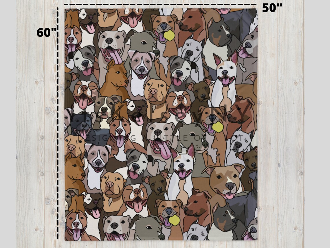 Pitbull Blanket Dog Pattern Throw Bully Breed Lovers GIFT Etsy