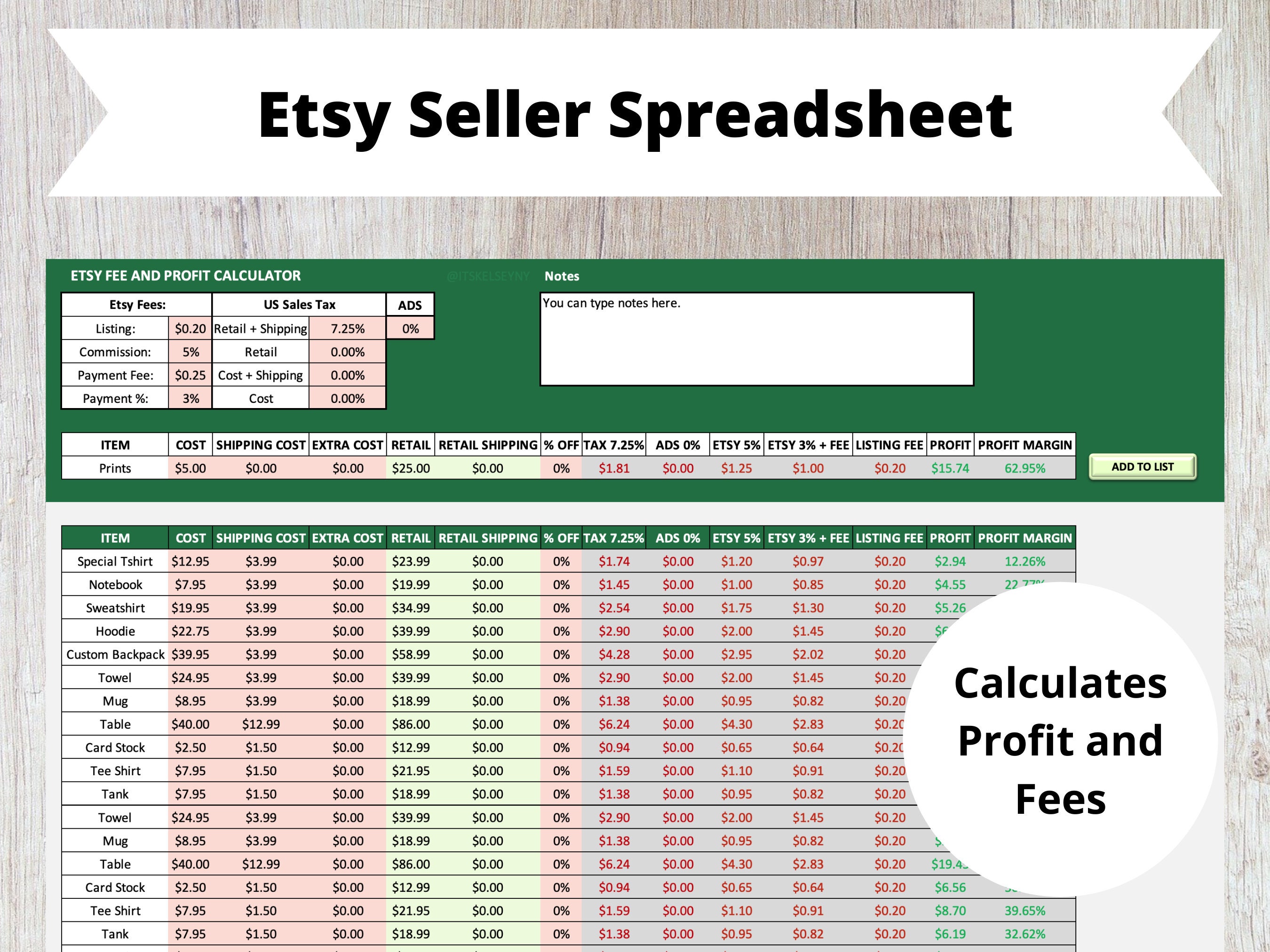 Etsy Seller Bookkeeping Spreadsheet Fee & Profit Calculator Etsy Etsy Seller Bookkeeping Spreadsheet Fee & Profit Calculator Etsy