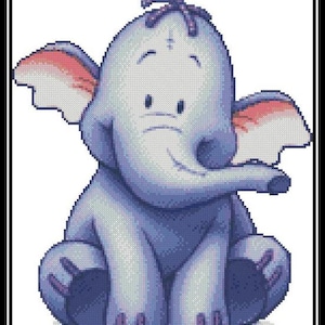 Puede incluir: Una ilustración de dibujos animados de un elefante azul y rosa con un mechón de pelo morado. El elefante está sentado con las piernas cruzadas y tiene una gran sonrisa amistosa.