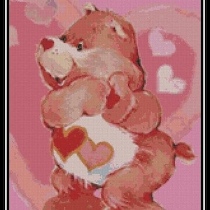 Care Bear Hearts - Cross Stitch Chart/Pattern/Design/XStitch  Instant Download (PDF Format) PRINTED chart also available