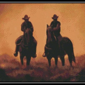 Silueta de vaquero - Gráfico de punto de cruz/Patrón/Diseño/Descarga instantánea XStitch (Formato PDF) Gráfico IMPRESO también disponible