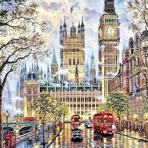 Rainy Day London - Cross Stitch Chart/Pattern/Design/XStitch  Instant Download (PDF Format) PRINTED chart also available