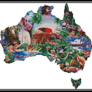Australiana - Cross Stitch Chart/Patroon/Ontwerp/XStitch Instant Download (PDF-formaat) GEDRUKT diagram ook beschikbaar