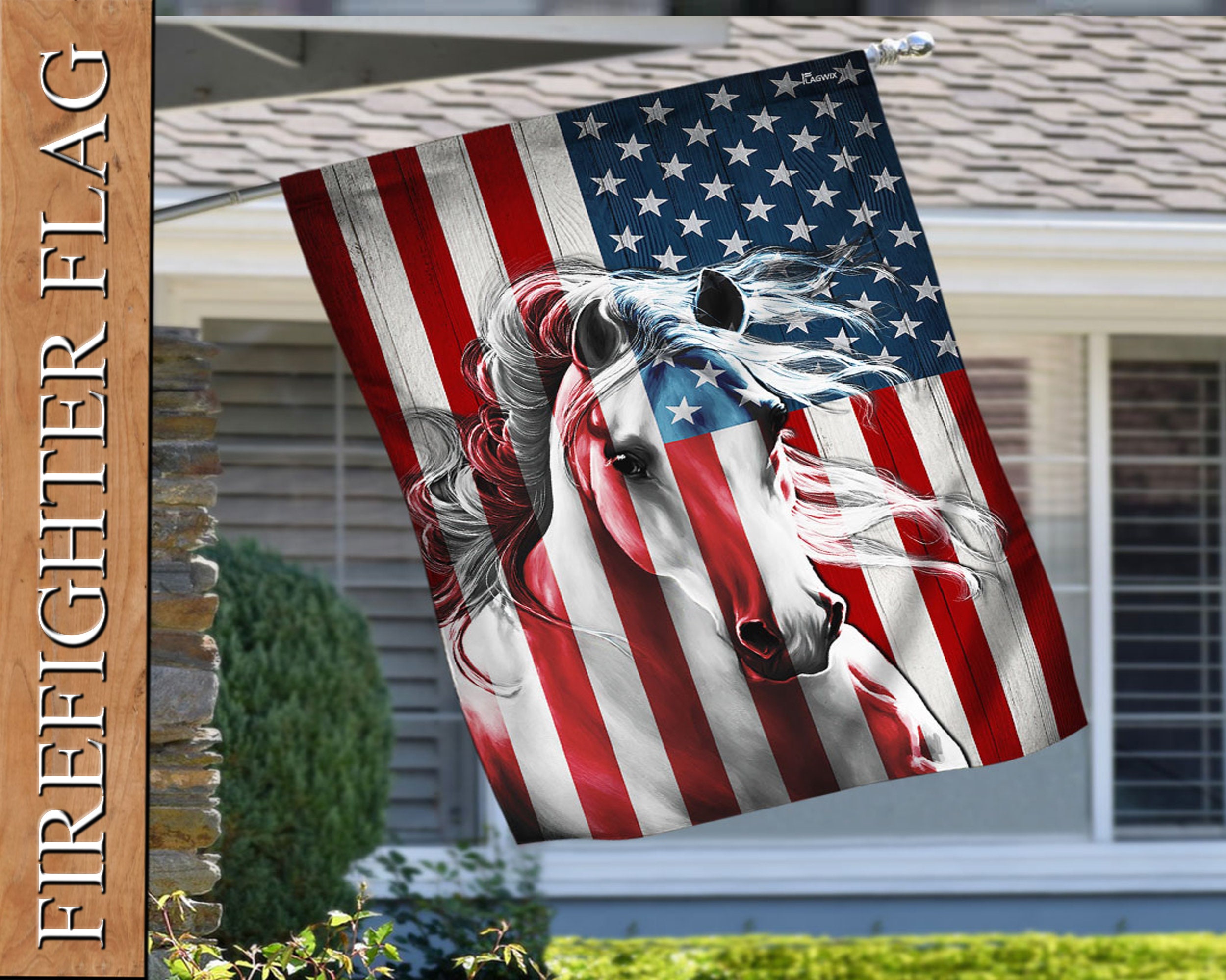 Horse Flag American Pride Flag Custom Garden Flags Double Etsy