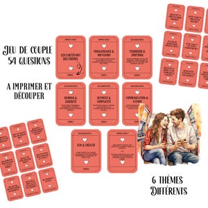 Jeu de Couple à Imprimer / 54 Cartes de Questions à Découper / Activité Romantique Cadeau Saint-Valentin ou Soirée en Amoureux