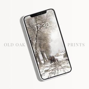 Farmhouse Winter iPhone Wallpaper, Winter Landscape Art, Christmas iPhone Background, Winter Wallpaper Phone Background | P293