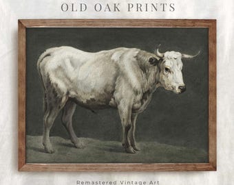 Vintage Cow Painting: Farmhouse Cattle Print (Digital Download)