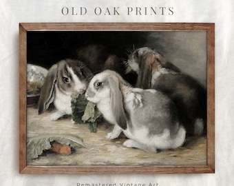 Vintage Bunny Rabbit Nursery Print | Rustic Country Painting | Antique Easter Decor | Bunny PRINTABLE | 242