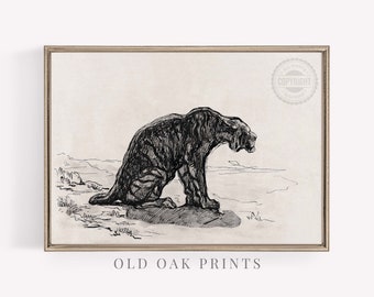 Japanese Tiger Sketch Print | Vintage Wall Art (Digital Download)