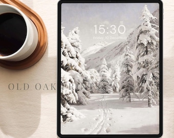 Winter Trees iPad Wallpaper | Christmas Wallpaper | Vintage Christmas Aesthetic Digital DOWNLOAD iPad Background | W007