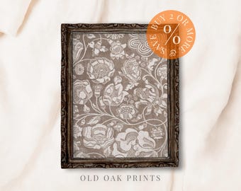 Vintage Floral Tapestry Art Print: Neutral Boho Decor (Digital Download)