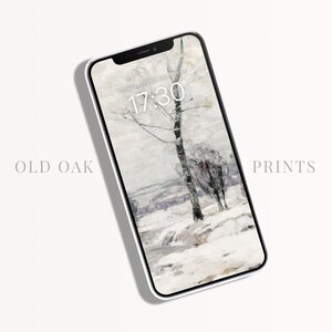 Minimalist iPhone Snow Wallpaper, Vintage Winter Landscape, Christmas Aesthetic iPhone Background, Snow Wallpaper iPhone Background | P285