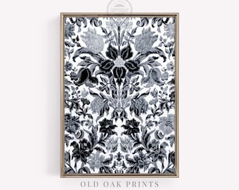 Blue Floral Tapestry Art Print | Vintage Wall Decor (Printable)