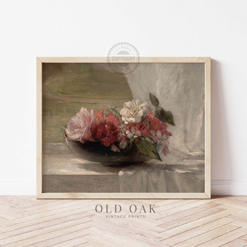 Flower Painting Vintage Botanical Still Life Print Rustic European PRINTABLE Digital Wall Art 212 image 2