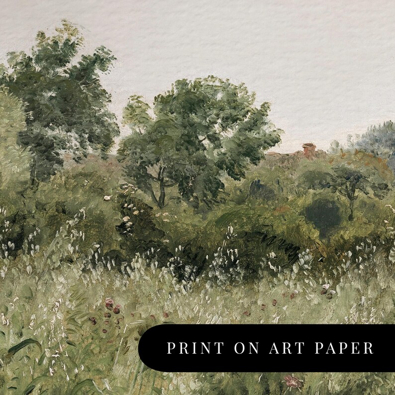 May include: A watercolour painting depicting a verdant landscape with trees and shrubs. The painting has a gentle, ethereal quality and is ideal for bringing a touch of nature to your home d&eacute;cor.