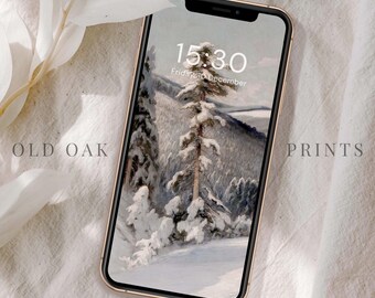 Winter Forest Phone Wallpaper | Christmas Snow iPhone Wallpaper | Vintage Christmas Aesthetic Digital DOWNLOAD iPhone Background | P005