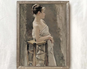 Bathroom Wall Decor | Antique Painting of a Woman | PRINTABLE Wall Art | Digital Download | 315