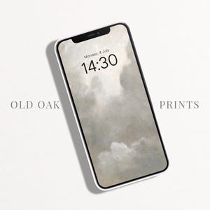 Vintage Wolkenmalerei | Vintage iPhone Tapete | Himmel Ästhetik Telefon Hintergründe | Antike weiße Kunst | Wolken DIGITAL Download | P115