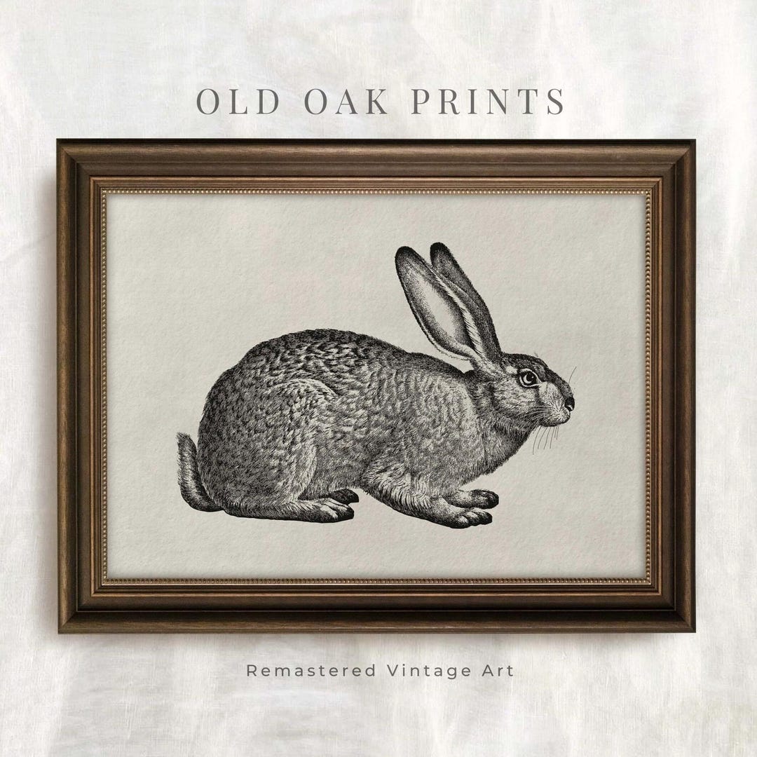 Vintage Bunny Rabbit Nursery Print | Rustic Country Wall Art | Easter ...