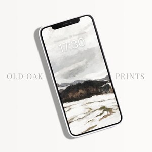 Minimalist Winter Wallpaper, Rustic Snow Landscape, Christmas iPhone Background, Abstract Phone Wallpaper | P280