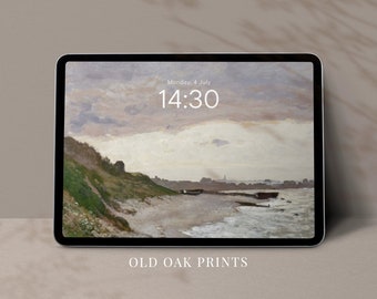 Fondo de pantalla vintage de paisaje costero (descarga digital)