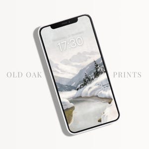 Snow Mountains Wallpaper, Winter iPhone Wallpaper, Christmas iPhone Background, Winter Art, Snow Phone Lockscreen | P288