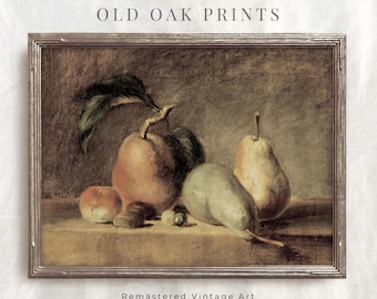 Vintage nature morte poire : oeuvre d'art murale de cuisine de mauvaise humeur (téléchargement numérique)