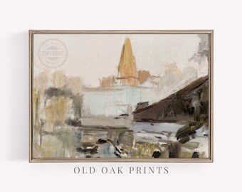 Vintage Indian Landscape Painting: Modern Farmhouse Wall Art (Digital Download)