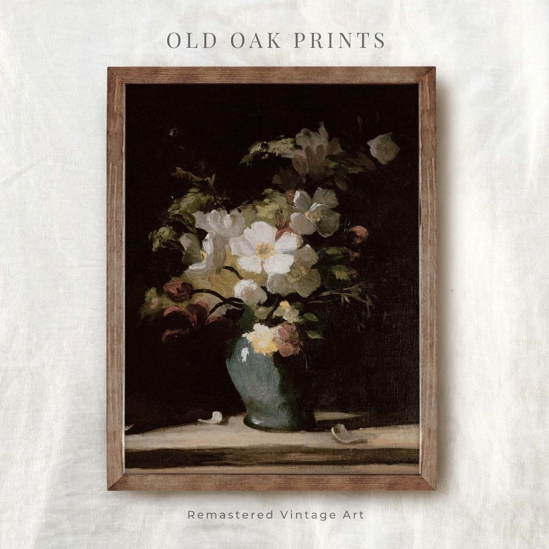 Romantic Floral Wall Art | Moody Vintage Still Life Print | PRINTABLE ...