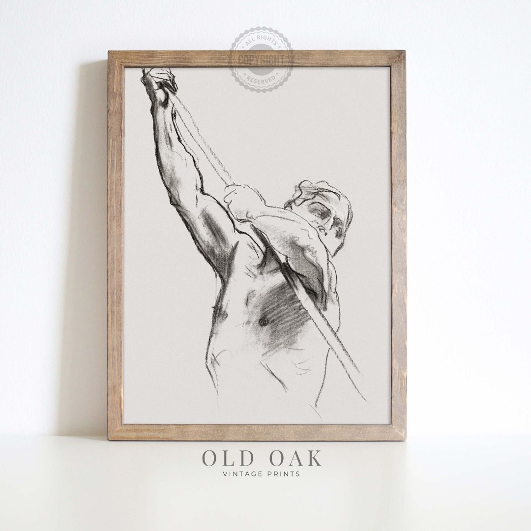 Vintage High Jump Sketch | Vintage Athlete Figure Drawing | Antique ...