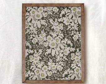 Green Floral Tapestry Print: Vintage Textile Wall Art (Digital Download)