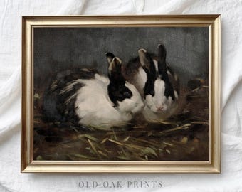 Vintage Bunny Rabbit Painting | Farm Animal Print | Nursery Wall Art | Easter PRINTABLE Digital | 113