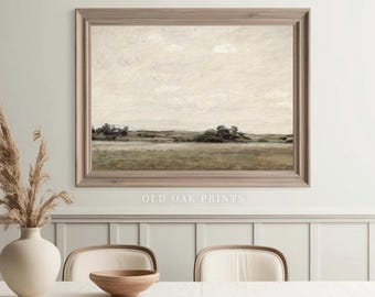 Muted Green Tonal Landscape Vintage Painting | PRINTABLE Digital Wall Art | 093