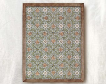 Sage Green Tapestry Wall Art | Vintage Textile PRINTABLE | Modern Farmhouse Download | 116