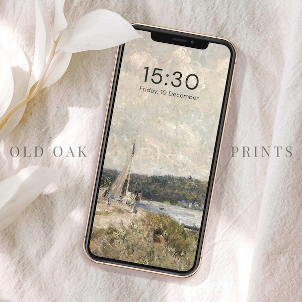 Fondo de pantalla vintage francés para iPhone: Arte costero (Descarga digital)