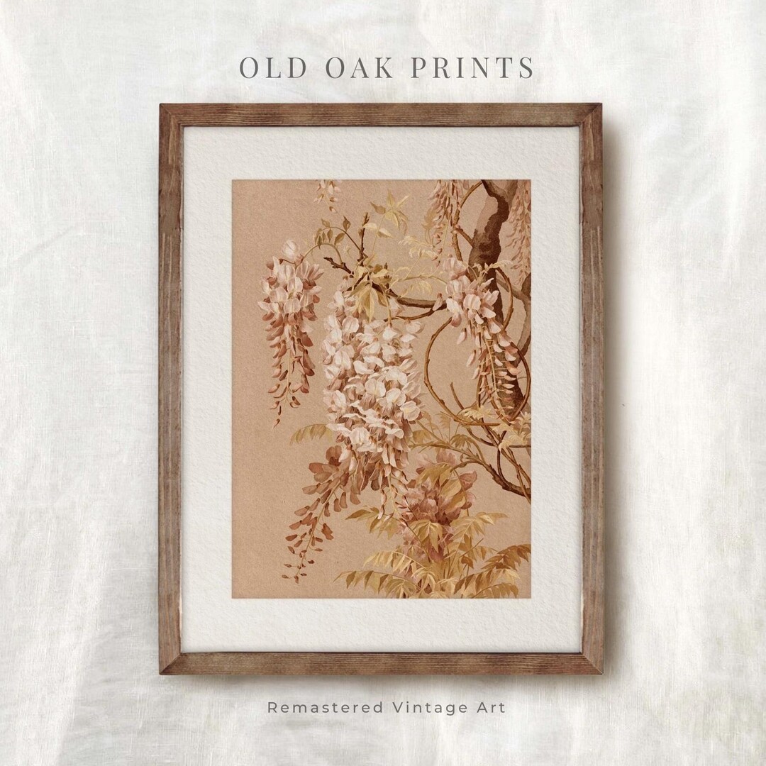 Vintage Champagne Blossom Tree Print | Botanical Cottagecore Wall Art ...