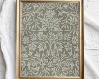 Green Vintage Tapestry Print: Farmhouse Textile Wall Art (Digital Download)