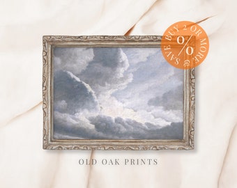 Vintage Cloud Painting: Muted Blue Sky Nursery Decor (Digital Download)