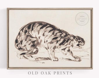 Antique Tiger Sketch Print: Japanese Wall Art (Digital Download)