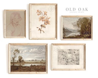 Vintage Fall Landscape Painting Set: Printable Autumn Gallery Wall (Digital Download)